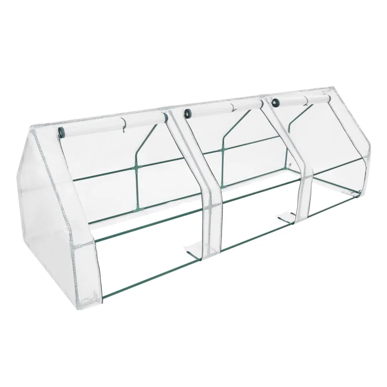 Kleines Gewächshaus PVC Wetterbeständige Foliengewächshaus Frühbeet Transparent mit Rollfenster für Garten Balkon Aufzucht (Grün, 270×90×90cm) – Bild 4