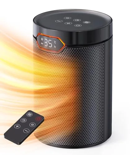 QEXREED Heizlüfter, 1500W, PTC Heizlüfter Energiesparend mit ECO Modus, 4 Heizmodi, Breeze Modus, Thermostat, 24H Timer, Fernbedienung, Überhitzungs- & Kippschutz, Tragbar & Leise, für Zuhause, Büro – Bild 8