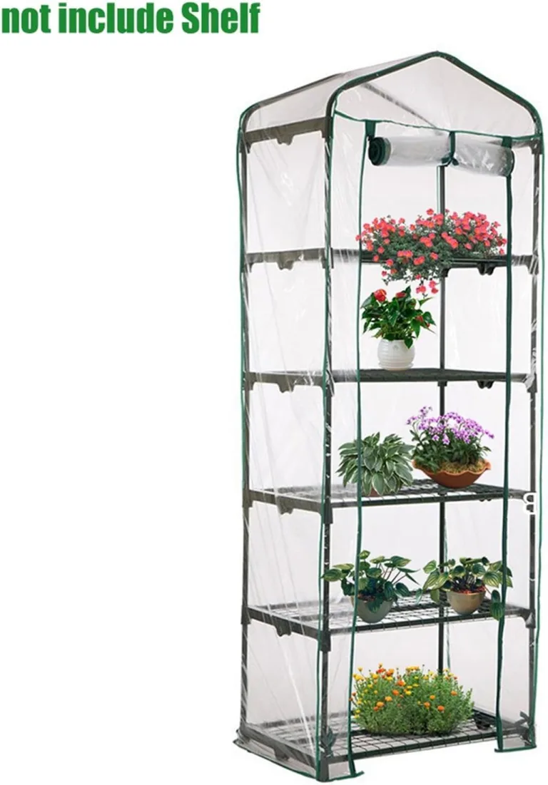 Gewächshaus Abdeckung Ohne R-egal, Ersatz-Gewächshausabdeckungen mit aufrollbarer Tür, wasserdichte PVC Abdeckung für Frühbeet Tomatenhaus Gemüse Gewächshaus, Outdoor Winterschutz für Pflanzen Blumen – Bild 7