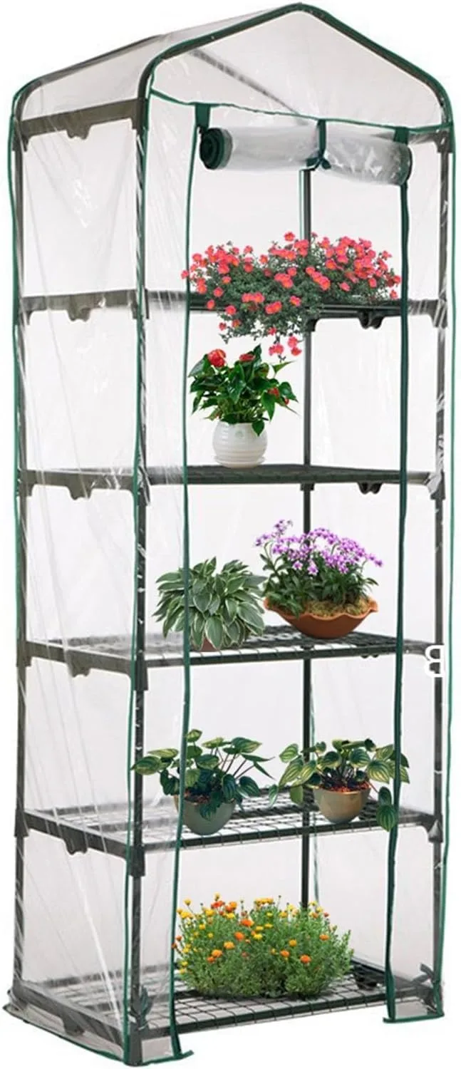 Gewächshaus Abdeckung Ohne R-egal, Ersatz-Gewächshausabdeckungen mit aufrollbarer Tür, wasserdichte PVC Abdeckung für Frühbeet Tomatenhaus Gemüse Gewächshaus, Outdoor Winterschutz für Pflanzen Blumen – Bild 1