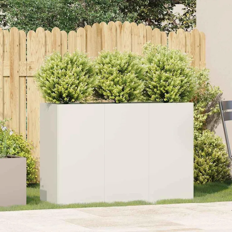 vidaXL Pflanzkübel Weiß 120x40x80 cm Kaltgewalzter Stahl, Pflanzschale, Garten-Garten-Pflanzkübel, Outdoor-Pflanzgefäß, Hochbeet, Pflanzgefäß – Bild 2
