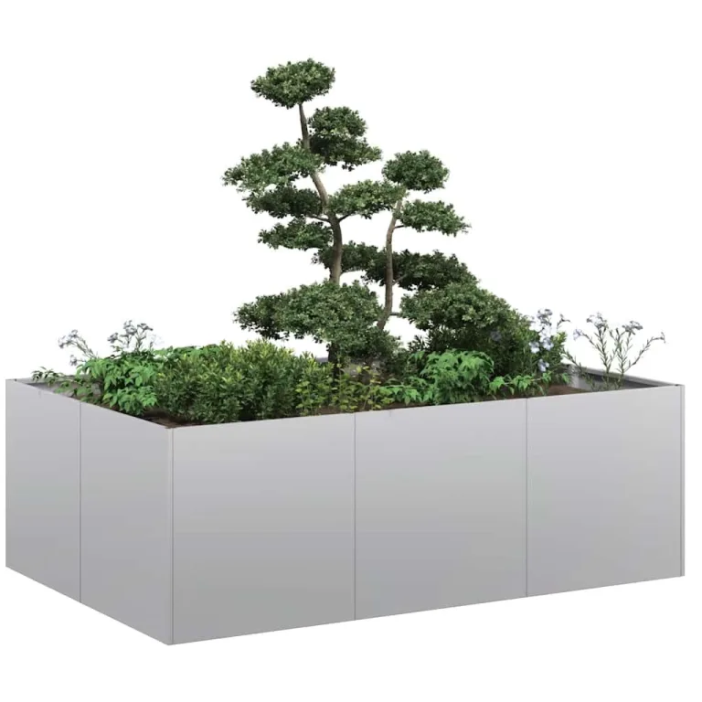 vidaXL Pflanzkübel 120x80x40 cm Verzinkter Stahl, Pflanzschale, Garten-Garten-Pflanzkübel, Outdoor-Pflanzgefäß, Hochbeet, Pflanzgefäß, Blumenkasten – Bild 4