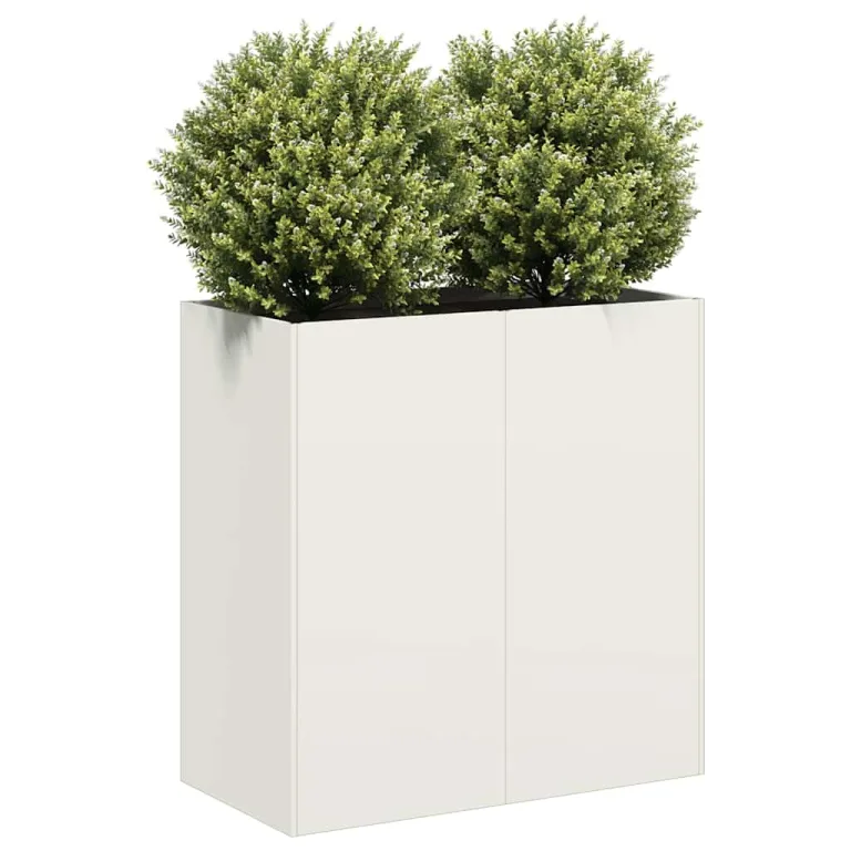 vidaXL Pflanzkübel Weiß 80x40x80 cm Kaltgewalzter Stahl, Pflanzschale, Garten-Garten-Pflanzkübel, Outdoor-Pflanzgefäß, Hochbeet, Pflanzgefäß – Bild 4