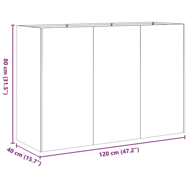 vidaXL Pflanzgefäß 120x40x80 cm Stahl verzinkt, Pflanzschale, Garten-Garten-Pflanzkübel, Outdoor-Pflanzgefäß, Hochbeet, Pflanzgefäß, Blumenkasten – Bild 3