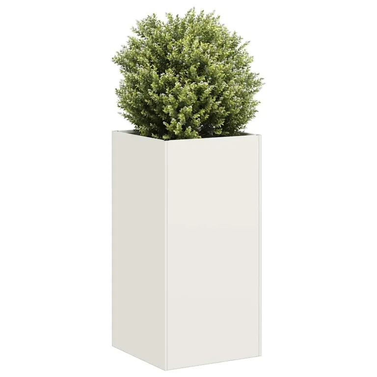vidaXL Pflanzkübel Weiß 40x40x80 cm Kaltgewalzter Stahl, Pflanzschale, Garten-Garten-Pflanzkübel, Outdoor-Pflanzgefäß, Hochbeet, Pflanzgefäß – Bild 4