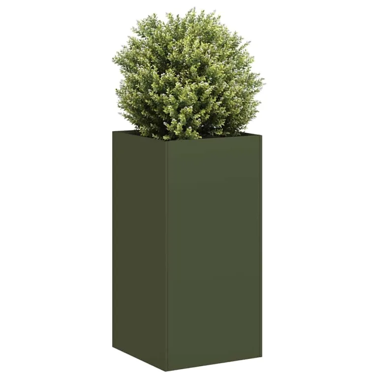 vidaXL Pflanzkübel Olivgrün 40x40x80 cm Kaltgewalzter Stahl, Pflanzschale, Garten-Garten-Pflanzkübel, Outdoor-Pflanzgefäß, Hochbeet, Pflanzgefäß – Bild 4