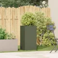 vidaXL Pflanzkübel Olivgrün 40x40x80 cm Kaltgewalzter Stahl, Pflanzschale, Garten-Garten-Pflanzkübel, Outdoor-Pflanzgefäß, Hochbeet, Pflanzgefäß - Thumbnail 2