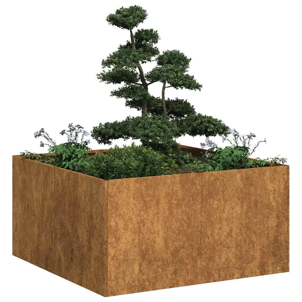 vidaXL Pflanzkübel Rostig 80x80x40 cm Wetterfester Stahl, Pflanzschale, Garten-Garten-Pflanzkübel, Outdoor-Pflanzgefäß, Hochbeet, Pflanzgefäß - Bild 1