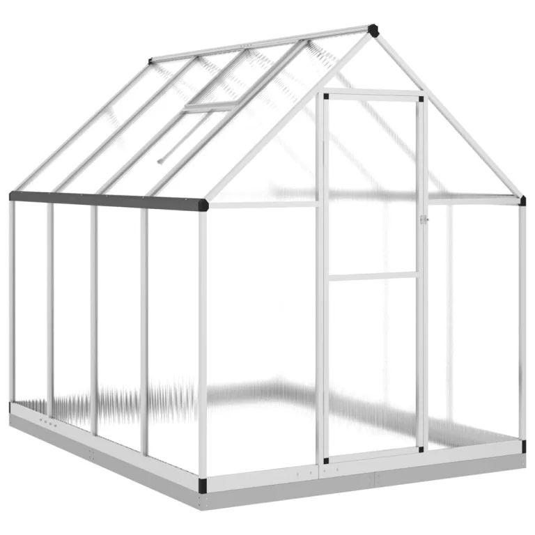 Festnight Gewächshaus mit Fundamentrahmen Gewächshaus Aluminium Gewächshaus Winterfest Garten glashaus UV-SchutzTreibhaus Aufzucht Pflanzenhaus Tomatenhaus-Silber-224 x 169 x 202 cm – Bild 2