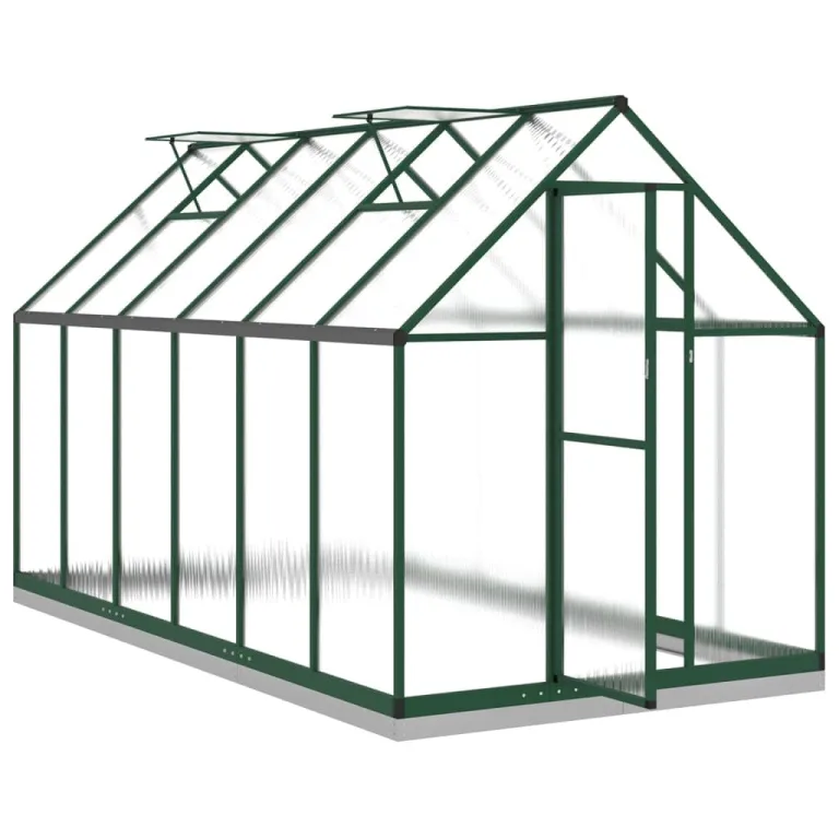 Festnight Gewächshaus mit Fundamentrahmen Gewächshaus Aluminium Gewächshaus Winterfest Garten glashaus UV-SchutzTreibhaus Aufzucht Pflanzenhaus Tomatenhaus-Grün-334 x 169 x 202 cm – Bild 6
