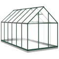 Festnight Gewächshaus mit Fundamentrahmen Gewächshaus Aluminium Gewächshaus Winterfest Garten glashaus UV-SchutzTreibhaus Aufzucht Pflanzenhaus Tomatenhaus-Grün-334 x 169 x 202 cm - Thumbnail 5