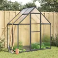 Festnight Gewächshaus mit Fundamentrahmen Gewächshaus Aluminium Gewächshaus Winterfest Garten glashaus UV-SchutzTreibhaus Aufzucht Pflanzenhaus Tomatenhaus-Anthrazit-169 x 58 x 202 cm - Thumbnail 10