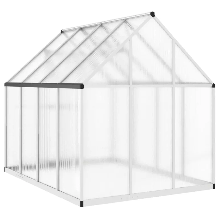 Festnight Gewächshaus mit Fundamentrahmen Gewächshaus Aluminium Gewächshaus Winterfest Garten glashaus UV-SchutzTreibhaus Aufzucht Pflanzenhaus Tomatenhaus-Silber-224 x 169 x 195 cm – Bild 5
