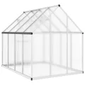 Festnight Gewächshaus mit Fundamentrahmen Gewächshaus Aluminium Gewächshaus Winterfest Garten glashaus UV-SchutzTreibhaus Aufzucht Pflanzenhaus Tomatenhaus-Silber-224 x 169 x 195 cm - Thumbnail 5