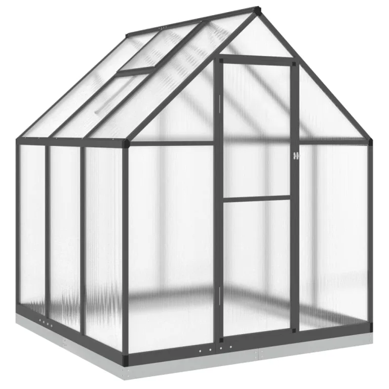 Festnight Gewächshaus mit Fundamentrahmen Gewächshaus Aluminium Gewächshaus Winterfest Garten glashaus UV-SchutzTreibhaus Aufzucht Pflanzenhaus Tomatenhaus-Anthrazit-169 x 169 x 202 cm – Bild 2