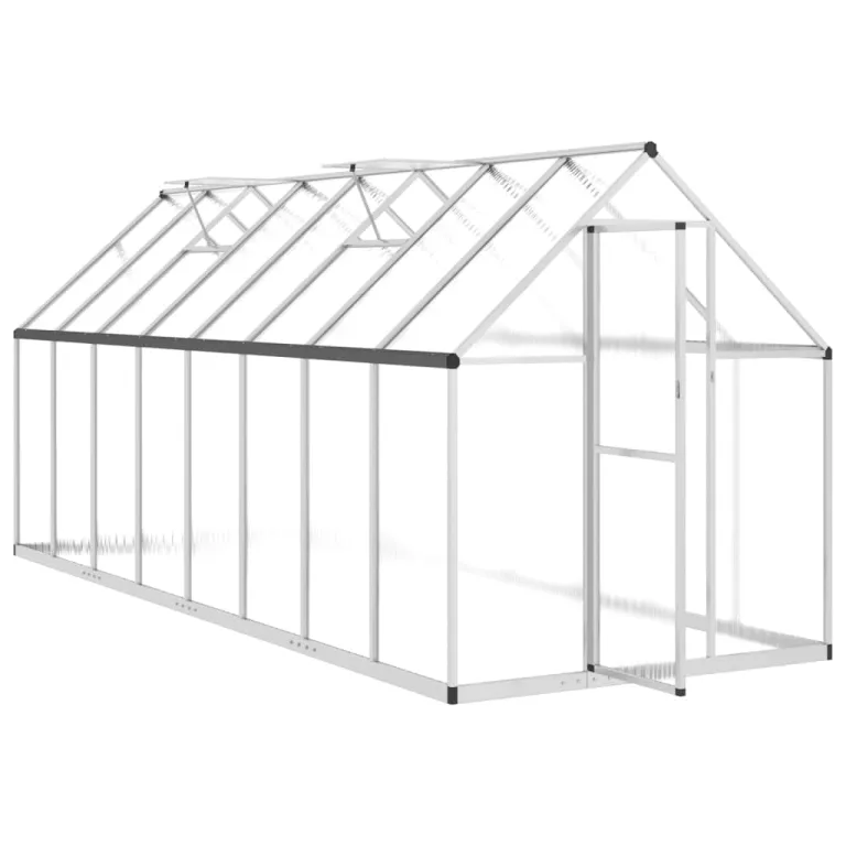 Festnight Gewächshaus mit Fundamentrahmen Gewächshaus Aluminium Gewächshaus Winterfest Garten glashaus UV-SchutzTreibhaus Aufzucht Pflanzenhaus Tomatenhaus-Silber-445 x 169 x 195 cm – Bild 6