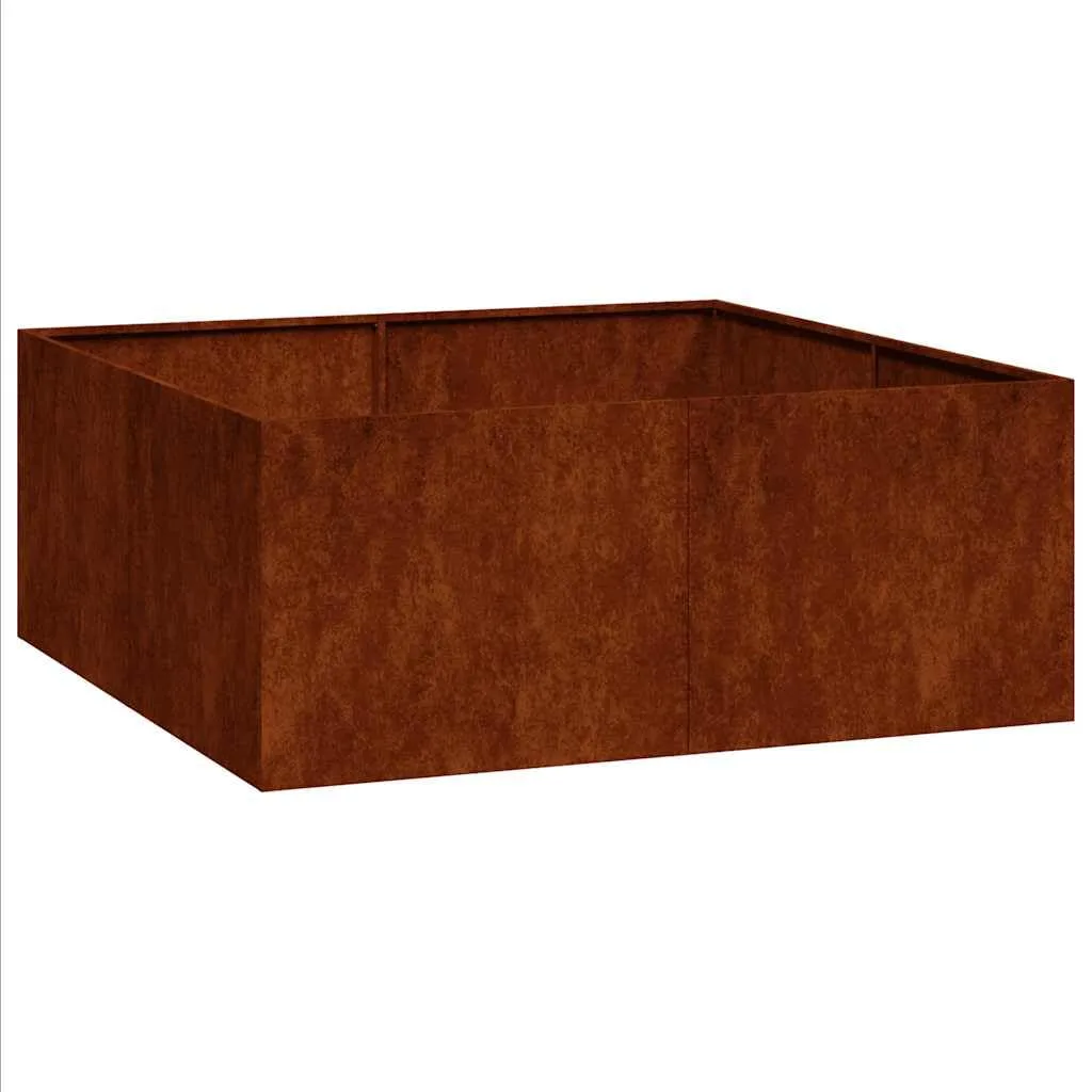 vidaXL Pflanzkübel Rostig 100x100x40 cm Wetterfester Stahl, Pflanztopf, Pflanzenständer, Hochbeet, Pflanzgefäßständer, Pflanzentablett, Gartenpflanzer - Bild 1