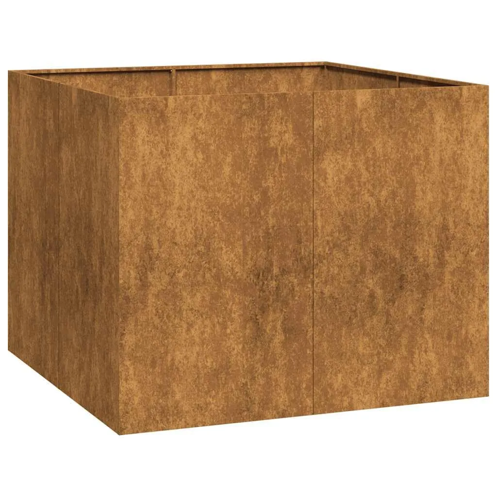 vidaXL Pflanzkübel Rostig 100x100x80 cm Wetterfester Stahl, Pflanztopf, Pflanzenständer, Hochbeet, Pflanzgefäßständer, Pflanzentablett, Gartenpflanzer - Bild 1