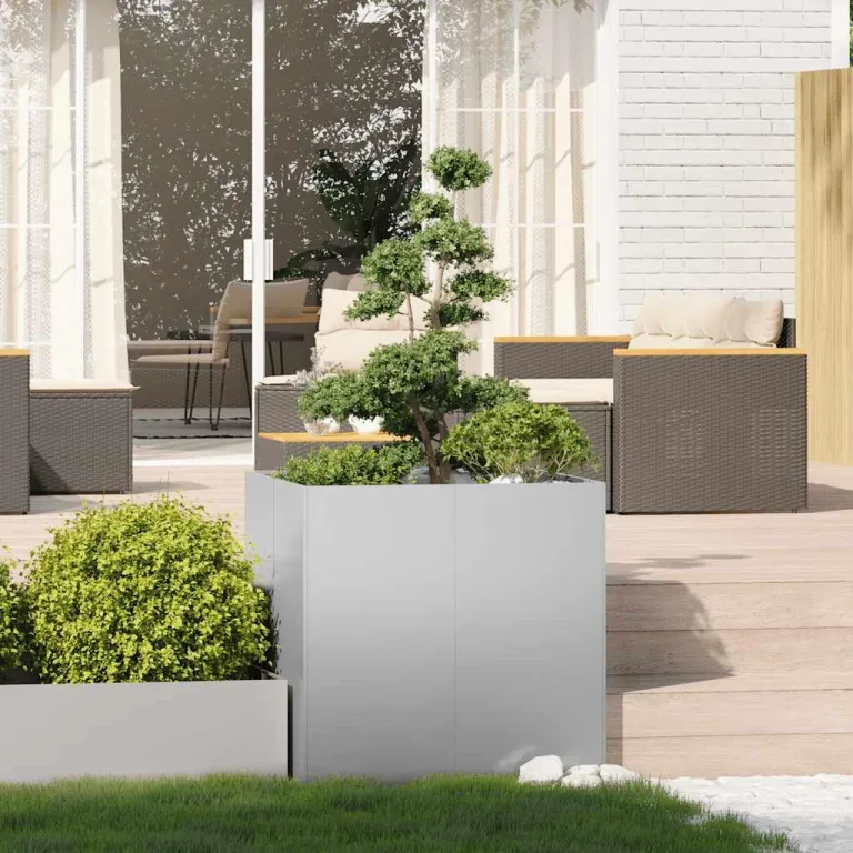 vidaXL Pflanzkübel 80x80x80 cm Verzinkter Stahl, Pflanzschale, Garten-Garten-Pflanzkübel, Outdoor-Pflanzgefäß, Hochbeet, Pflanzgefäß, Blumenkasten – Bild 2