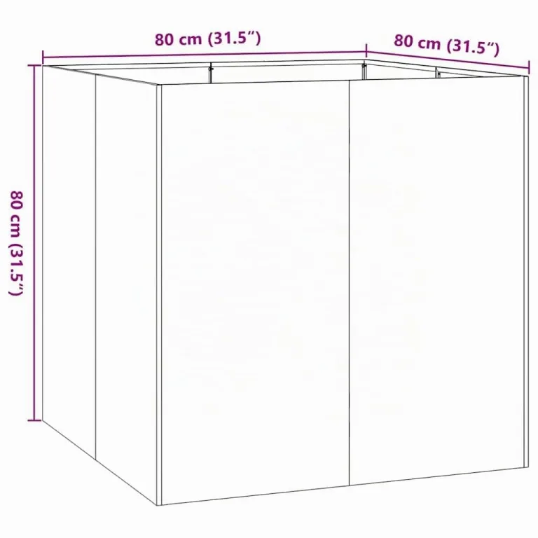 vidaXL Pflanzkübel 80x80x80 cm Verzinkter Stahl, Pflanzschale, Garten-Garten-Pflanzkübel, Outdoor-Pflanzgefäß, Hochbeet, Pflanzgefäß, Blumenkasten – Bild 3
