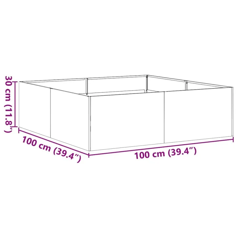 vidaXL Pflanzkübel Rostig 100x100x30 cm Wetterfester Stahl, Pflanztopf, Pflanzenständer, Hochbeet, Pflanzgefäßständer, Pflanzentablett, Gartenpflanzer – Bild 3