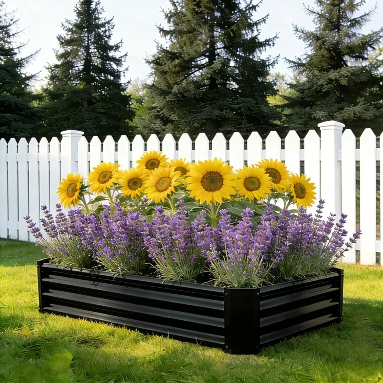 Hochbeet-Set aus Verzinkter Metall, Pflanzbeet Hochbeete für Garten, 120x60x30 cm, Hochbeete-kit für Gemüse Blumen Sukkulenten Kräuter, Blumenbeet & Pflanzentrog, Rechteckig, Schwarz – Bild 4