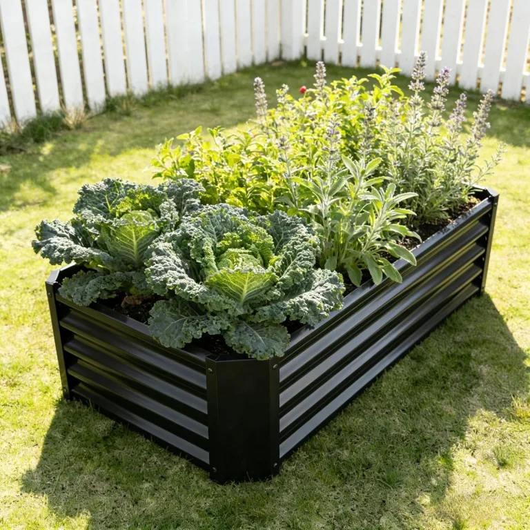 Hochbeet-Set aus Verzinkter Metall, Pflanzbeet Hochbeete für Garten, 120x60x30 cm, Hochbeete-kit für Gemüse Blumen Sukkulenten Kräuter, Blumenbeet & Pflanzentrog, Rechteckig, Schwarz – Bild 1