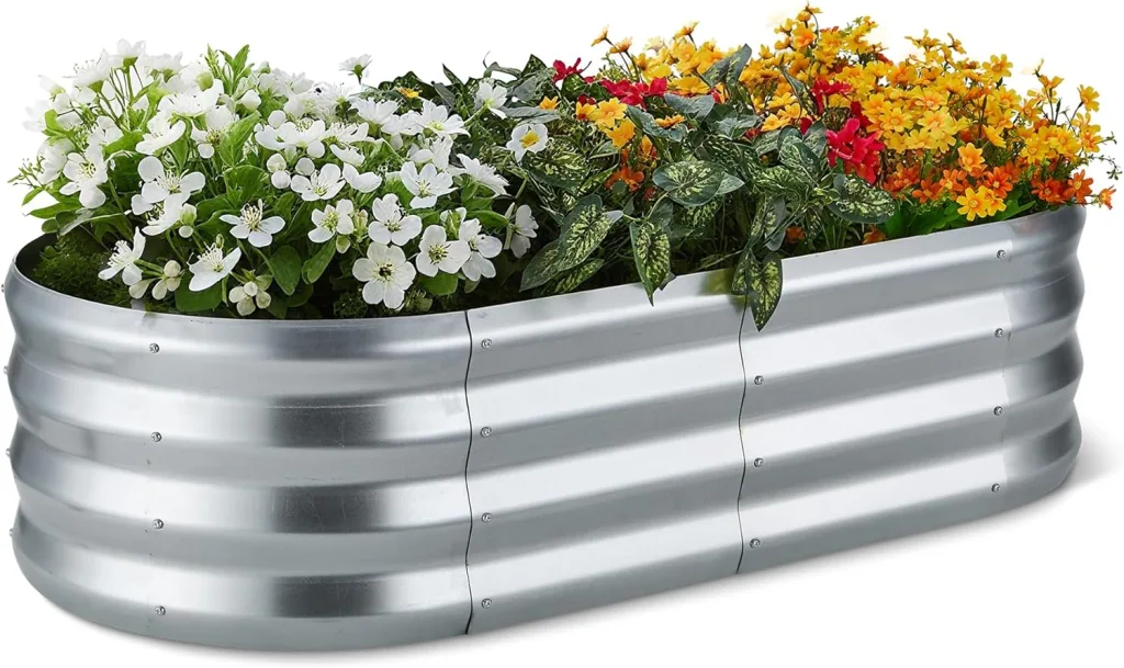 Amazon Basics Hochbeet, Verzinkter Stahl, 121,9cm x 61cm x 30,5cm, 1 Pack, Silber