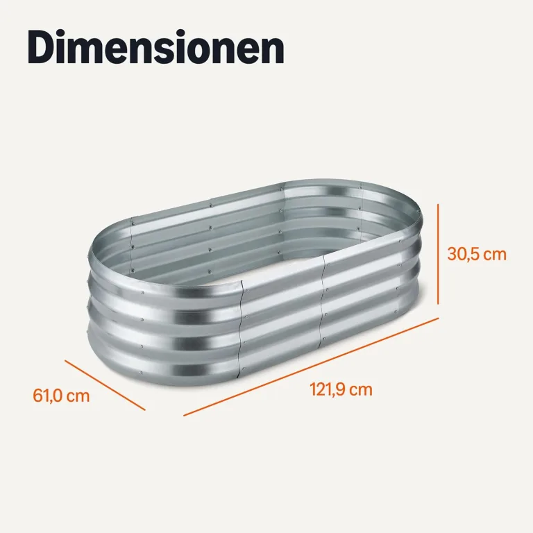 Amazon Basics Hochbeet, Verzinkter Stahl, 121,9cm x 61cm x 30,5cm, 1 Pack, Silber – Bild 5