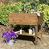gartenetage Hochbeet XL mit Ablage und Pflanzfolie - Wetterfest, Ergonomisch, Inklusive Schutzlasur, Robustes Kiefernholz, Braun - Thumbnail 2