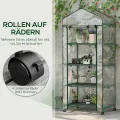 Outsunny Gewächshaus mit Rolle, Regale, winterfest Foliengewächshaus aus Stahl, Treibhaus für Balkon, Garten, Tomatenhaus 69 x 50 x 165 cm, Tomatengewächshaus für Tomaten, Blumen, Pflanzen Transparent - Thumbnail 4
