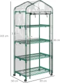 Outsunny Gewächshaus mit Rolle, Regale, winterfest Foliengewächshaus aus Stahl, Treibhaus für Balkon, Garten, Tomatenhaus 69 x 50 x 165 cm, Tomatengewächshaus für Tomaten, Blumen, Pflanzen Transparent - Thumbnail 7