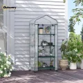 Outsunny Gewächshaus mit Rolle, Regale, winterfest Foliengewächshaus aus Stahl, Treibhaus für Balkon, Garten, Tomatenhaus 69 x 50 x 165 cm, Tomatengewächshaus für Tomaten, Blumen, Pflanzen Transparent - Thumbnail 2
