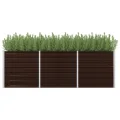 Myheimly Garten-Hochbeet Verzinkter Stahl 240×40×77 cm Braun - Thumbnail 8