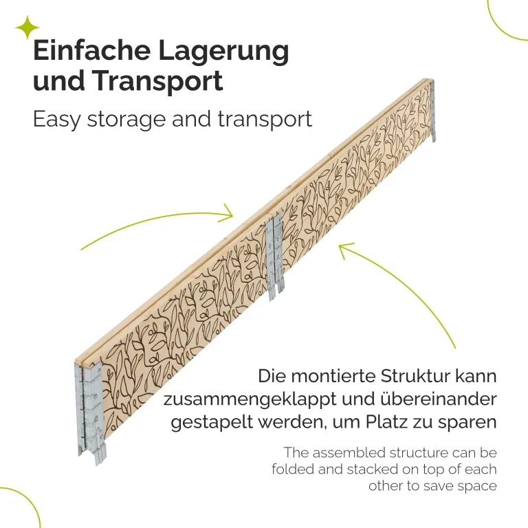 Garronda Holzaufsatzrahmen mit Print - Hochbeete für Pflanzen Blumen Kräuter Obst und Gemüse Aufbewahrungskiste aus Holz mit dekorativem Druck GD-0075 (120x80x20 cm, Blatt, 1St) – Bild 4