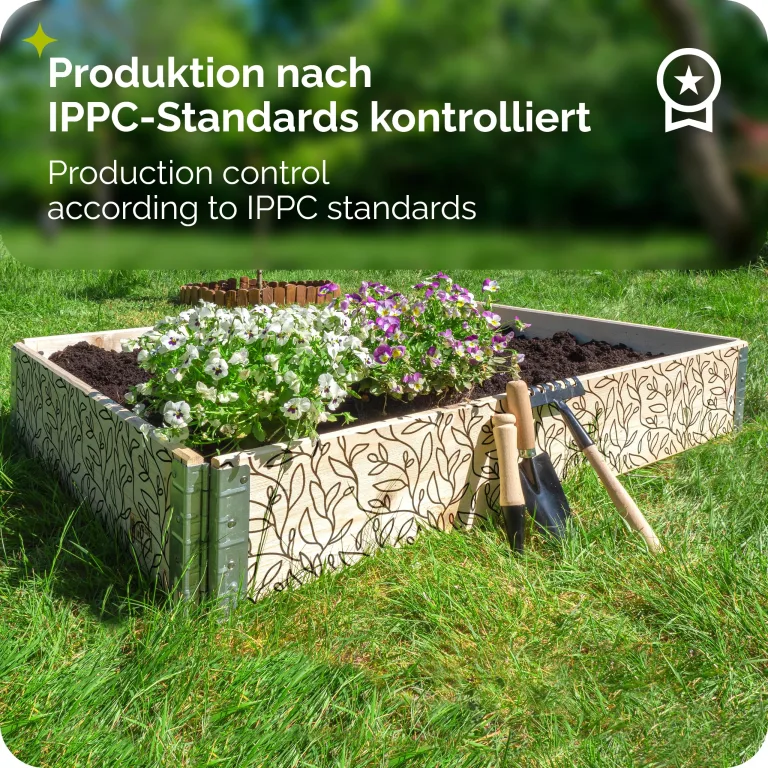 Garronda Holzaufsatzrahmen mit Print - Hochbeete für Pflanzen Blumen Kräuter Obst und Gemüse Aufbewahrungskiste aus Holz mit dekorativem Druck GD-0075 (120x80x20 cm, Blatt, 1St) – Bild 6