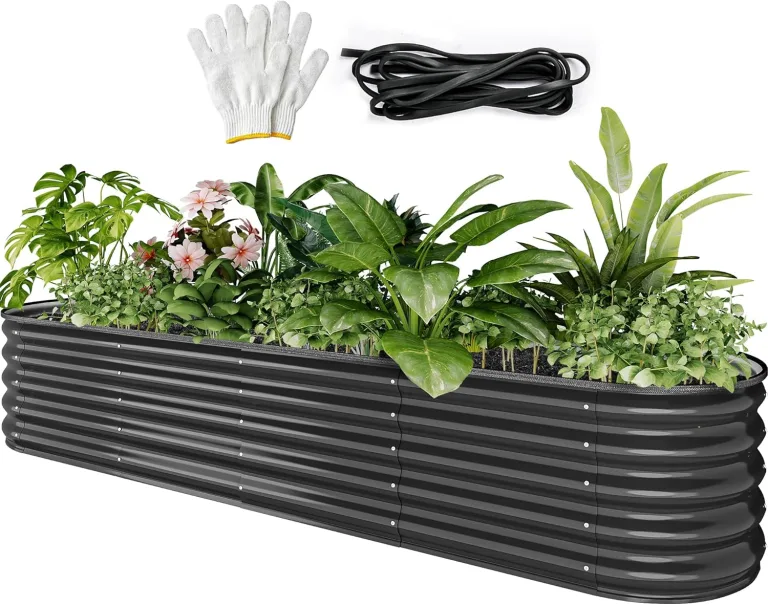 YITAHOME Outdoor Hochbeet Metall 240x61x43cm, Hochbeete-Kit aus Verdicktem Zink-Aluminium-Magnesium-Edelstahl-Metall Hochbeete für Garten mit Sicherheitsgummi für Gemüse, Blumen und Früchte (Grau) – Bild 1