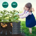 YITAHOME Outdoor Hochbeet Metall 240x61x43cm, Hochbeete-Kit aus Verdicktem Zink-Aluminium-Magnesium-Edelstahl-Metall Hochbeete für Garten mit Sicherheitsgummi für Gemüse, Blumen und Früchte (Grau) - Thumbnail 6