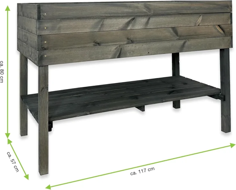 gartenetage Hochbeet XXL mit Ablage und Pflanzfolie - Nachhaltiges Design, Wetterfest, Rückenschonend, Praktische Ablage, Inklusive Pflanzfolie, Anthrazit – Bild 4