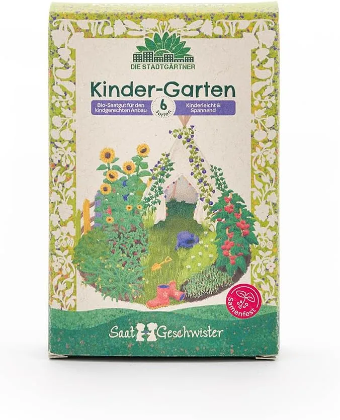 Saatgut-Set mit 6 kindgerechten BIO Gemüse- und Kräutersorten | Anzuchtset für kleine Gärtnerinnen und Gärtner | Nachhaltiges Geschenk zum Geburtstag, Einschulung, als Mitgebsel zum Kindergeburtstag