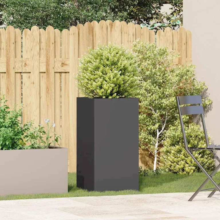 vidaXL Pflanzkübel Schwarz 40x40x80 cm Kaltgewalzter Stahl, Pflanzschale, Garten-Garten-Pflanzkübel, Outdoor-Pflanzgefäß, Hochbeet, Pflanzgefäß – Bild 2