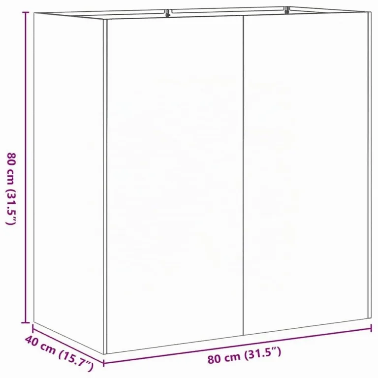 vidaXL Pflanzkübel Schwarz 80x40x80 cm Kaltgewalzter Stahl, Pflanzschale, Garten-Garten-Pflanzkübel, Outdoor-Pflanzgefäß, Hochbeet, Pflanzgefäß – Bild 3