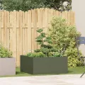 vidaXL Pflanzkübel Olivgrün 80x80x40 cm Kaltgewalzter Stahl, Pflanzschale, Garten-Garten-Pflanzkübel, Outdoor-Pflanzgefäß, Hochbeet, Pflanzgefäß - Thumbnail 2