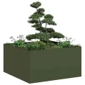 vidaXL Pflanzkübel Olivgrün 80x80x40 cm Kaltgewalzter Stahl, Pflanzschale, Garten-Garten-Pflanzkübel, Outdoor-Pflanzgefäß, Hochbeet, Pflanzgefäß - Thumbnail 4