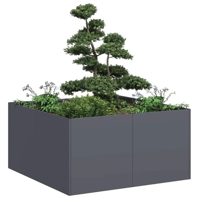 vidaXL Pflanzkübel Anthrazit 80x80x40 cm Kaltgewalzter Stahl, Pflanzschale, Garten-Garten-Pflanzkübel, Outdoor-Pflanzgefäß, Hochbeet, Pflanzgefäß – Bild 4
