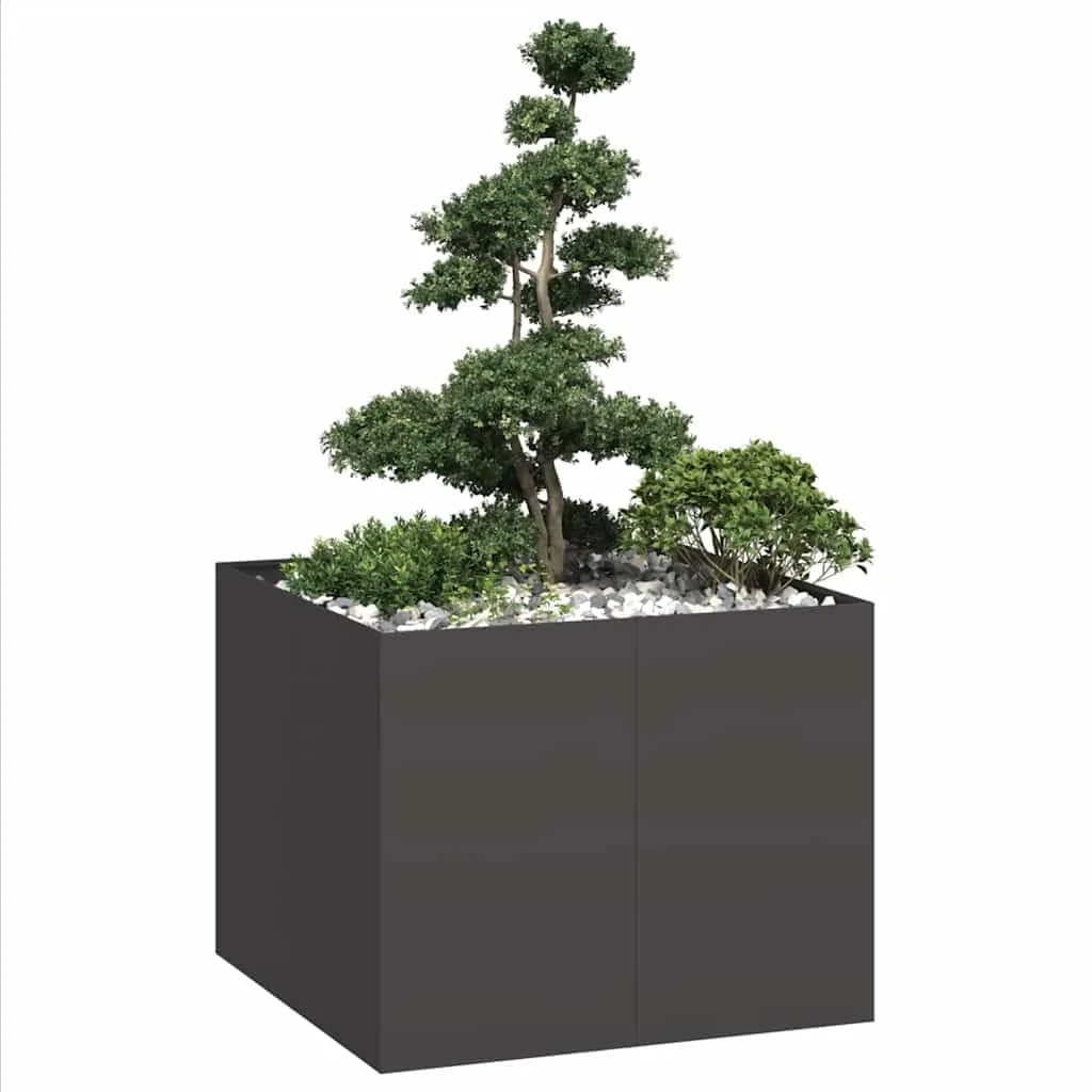 vidaXL Pflanzkübel Schwarz 100x100x80 cm Stahl, Pflanzschale, Garten-Garten-Pflanzkübel, Outdoor-Pflanzgefäß, Hochbeet, Pflanzgefäß, Blumenkasten - Bild 1