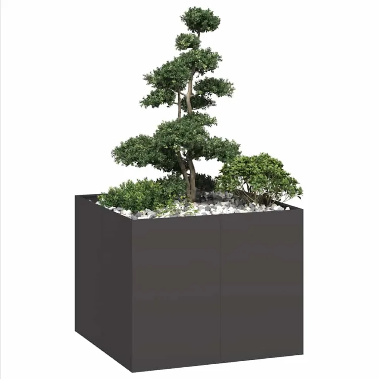 vidaXL Pflanzkübel Schwarz 100x100x80 cm Stahl, Pflanzschale, Garten-Garten-Pflanzkübel, Outdoor-Pflanzgefäß, Hochbeet, Pflanzgefäß, Blumenkasten – Bild 1