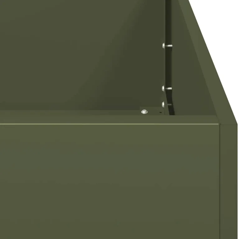 vidaXL Pflanzgefäß Olivgrün 100x100x40 cm Stahl, Pflanzschale, Garten-Garten-Pflanzkübel, Outdoor-Pflanzgefäß, Hochbeet, Pflanzgefäß, Blumenkasten – Bild 7