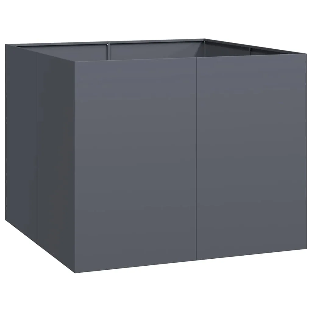 vidaXL Anthrazit Pflanzkübel 100x100x80 cm, Stahl, Outdoor, Modern, Hochbeet, Blumenkasten - Bild 1
