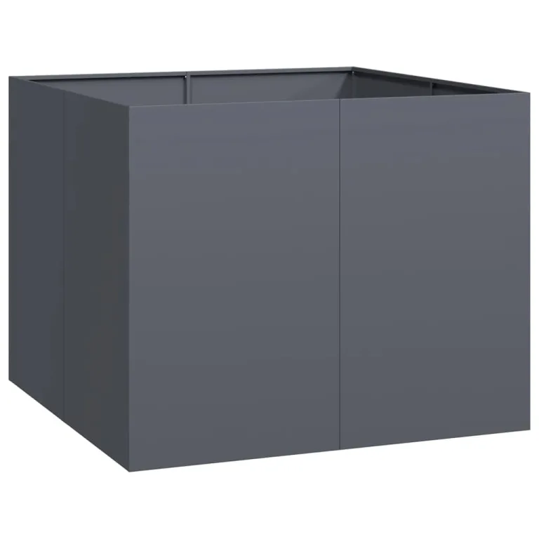 vidaXL Anthrazit Pflanzkübel 100x100x80 cm, Stahl, Outdoor, Modern, Hochbeet, Blumenkasten – Bild 1